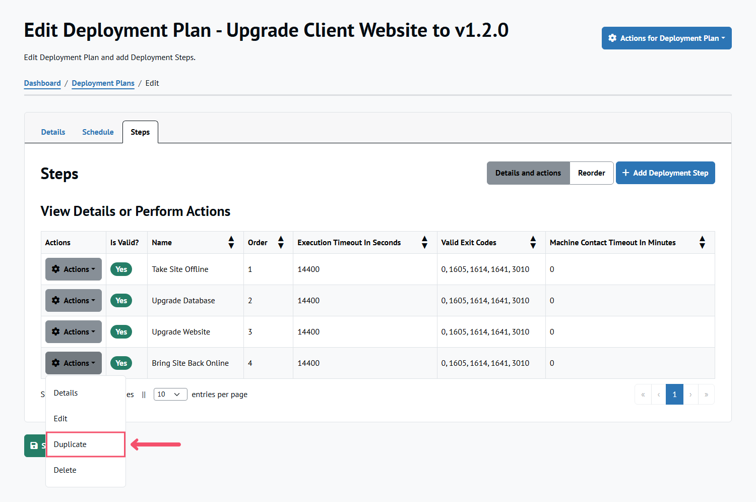 Chocolatey Central Management Deployment Step Duplicate menu option