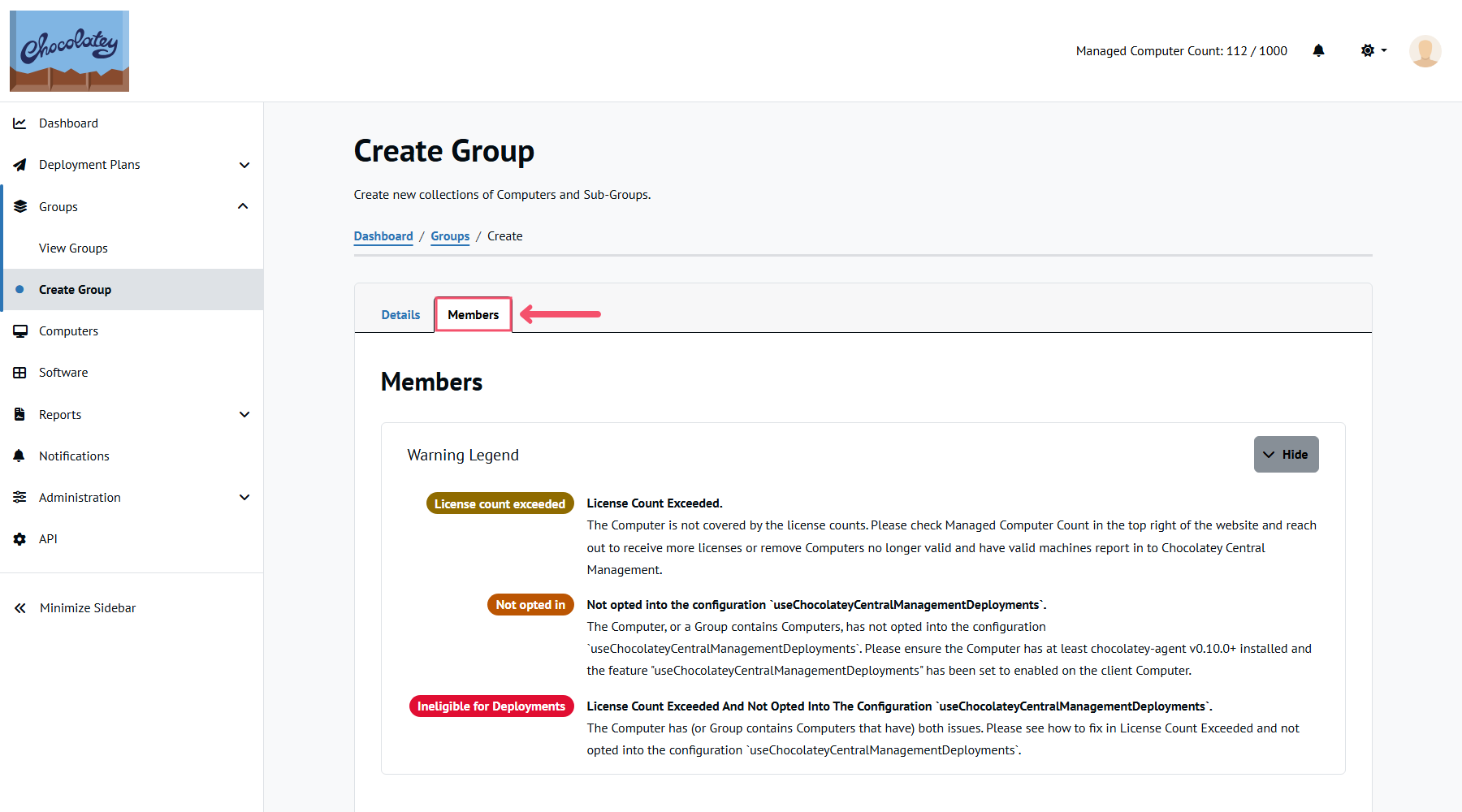 Select Computer(s) or existing Group(s) tab