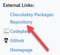 Package Maintainer profile on the Chocolatey Community Repository with GitHub repository link